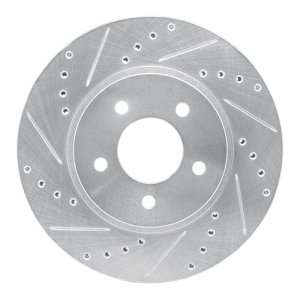 Ford Escape Brake Rotor (1) - Front Left - R1 Concepts - Drilled & Slotted - Silver - `05-`12